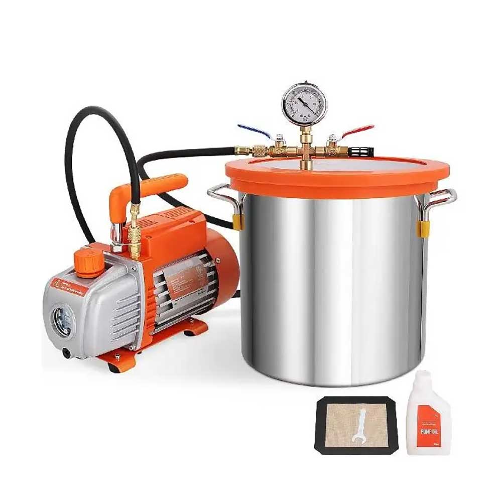[VAC_KIT_3.5CFM_19Litri] Kit vacuum cu pompa 3,5 CFM si vas de vidare (19 l)